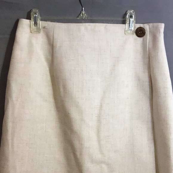 NO BRAND TAG … Faux Wrap Skirt w/zipper in back  sz 8  beige & brn - Picture 2 of 7